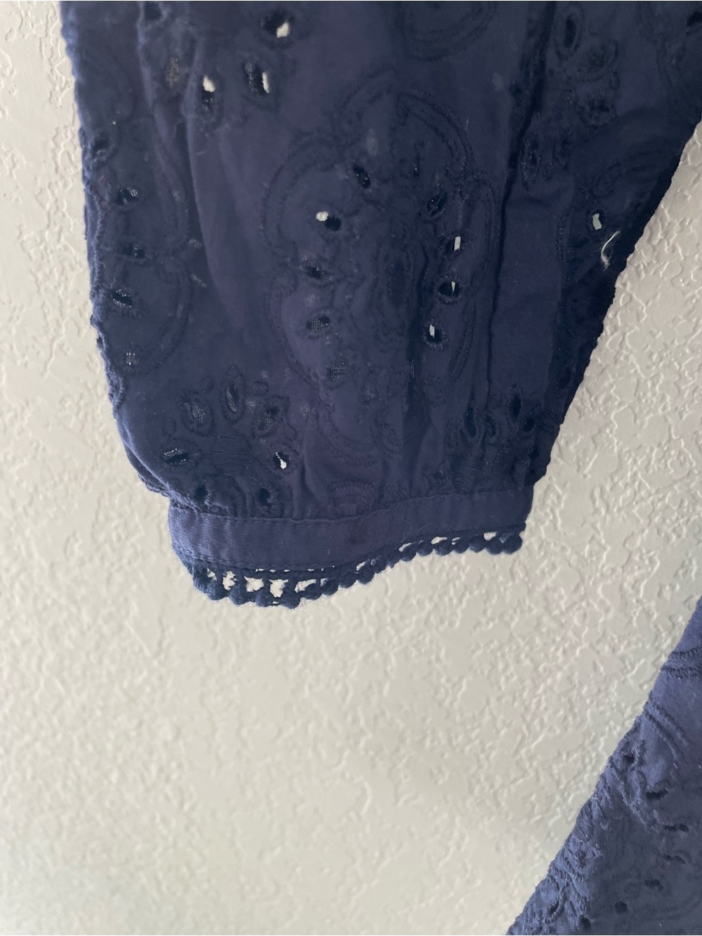 Boden Navy Eyelet Blouse Top Cotton Long Sleeves Size 6 - Picture 4 of 8